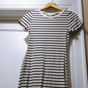 Navy blue and White Striped Bodycon Dress